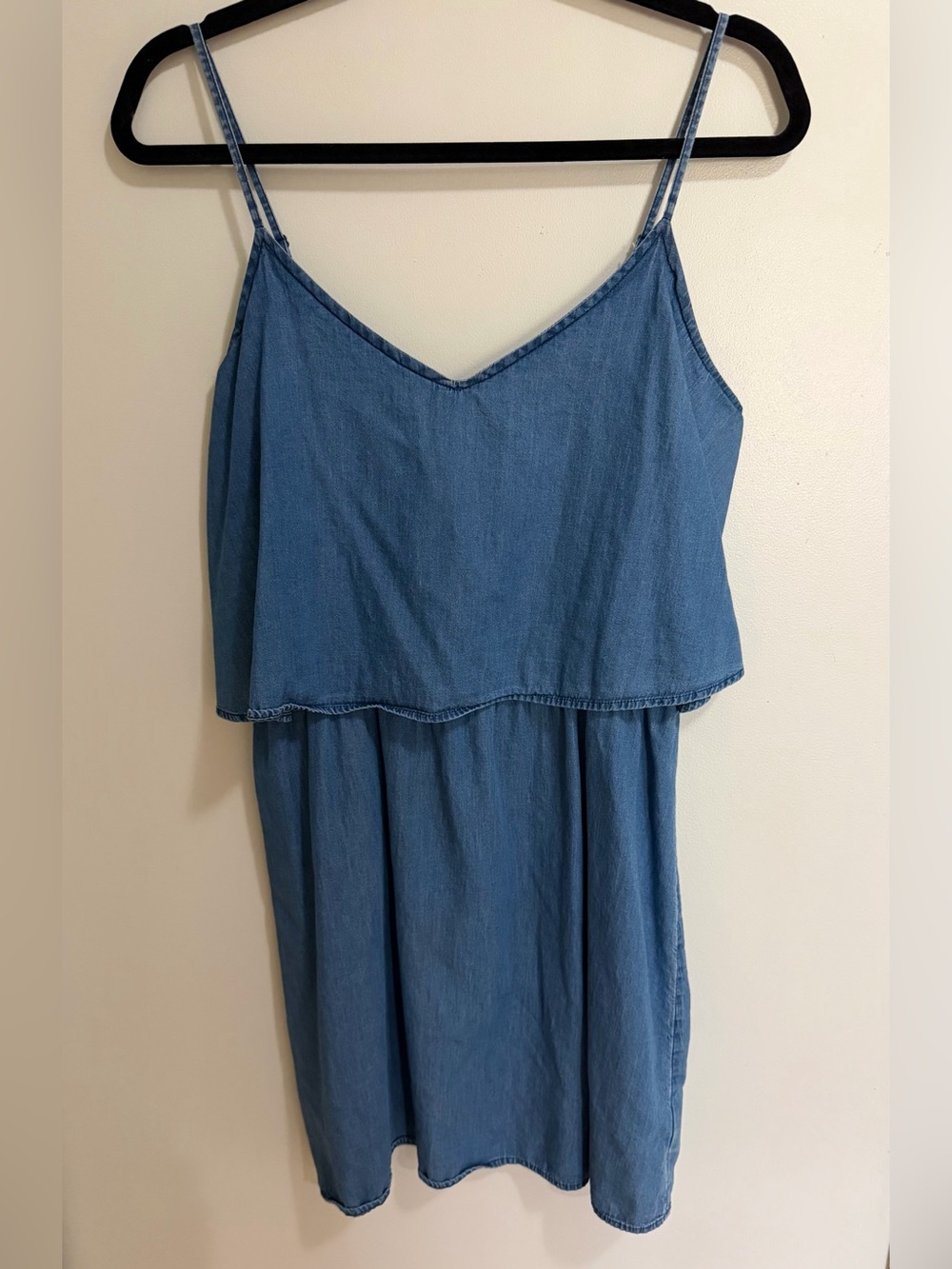 Old Navy 100% Cotton Chambray Double Layer Cami Mini Dress Blue Medium